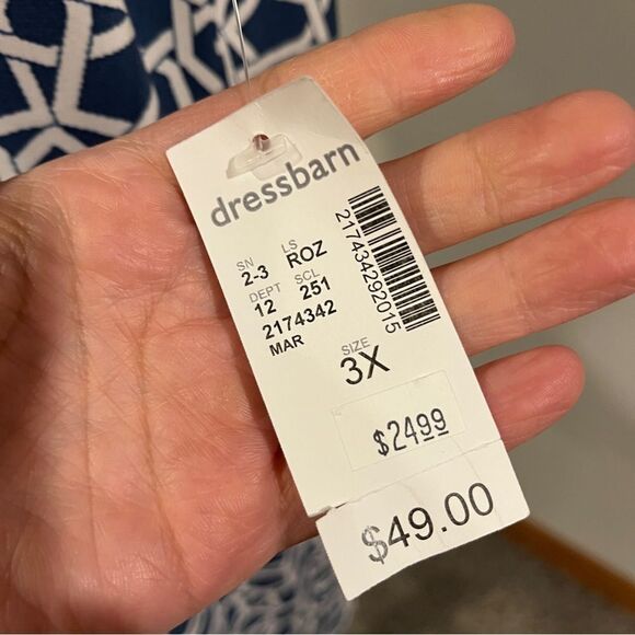 Roz & Ali Navy and White Geometric Print Dress - Picture 6 of 12